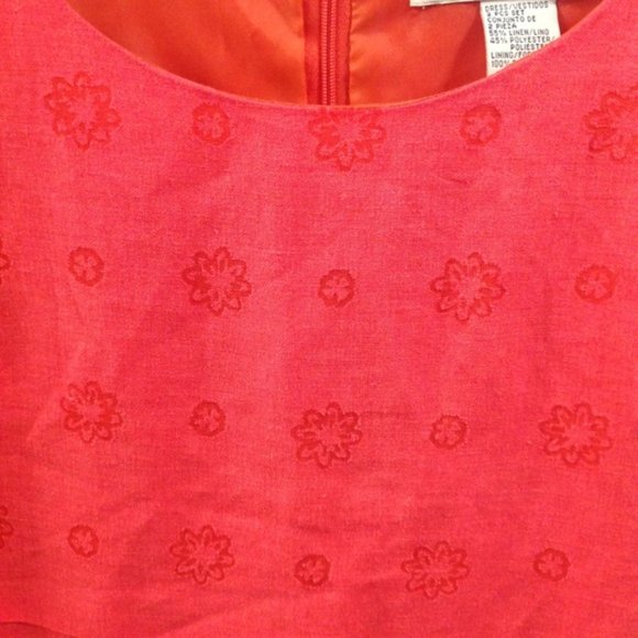 Salmon Pink Linen Blend Sleeveless Midi Dress Size 8 --- - Picture 2 of 2